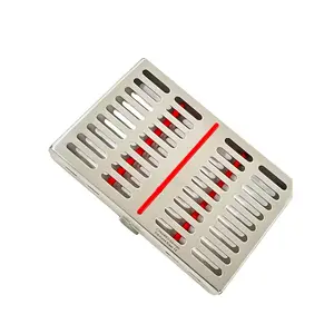 German Stainless 1 Dental Sterilization Cassette Rack Tray Box for 10 Surgical Instruments