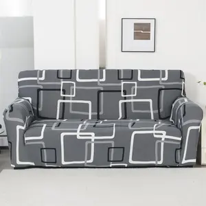 Geometric Pattern Sofa Cover, 1 Count Retractable Sofa Slipcover, Elastic Furniture Protector, Universal Sofa Protector for Home Living Room, Hotel Decoration