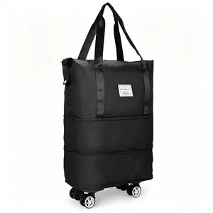 Foldable Travel Storage Bag, Durable Nylon, Large Capacity Handbag with Wheels, Portable Luggage for Airplane, Outdoor Travel