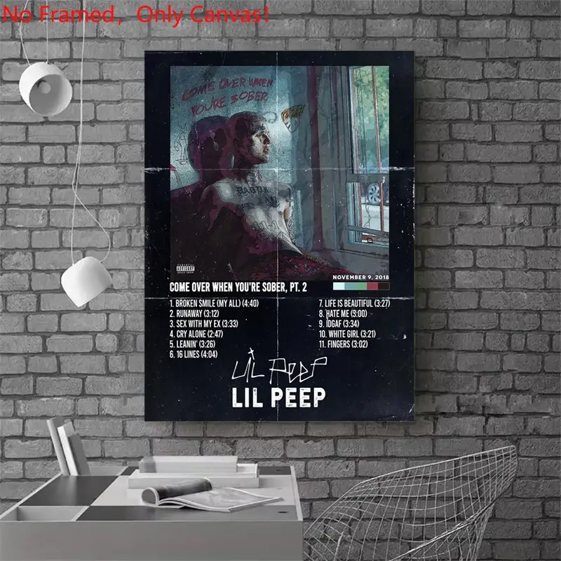 1 piece/set frameless canvas painting print poster, Decorative artwork, Popular hip-hop culture Characters realism art, Lil Peep, a gift for Rap Music loves, ideal gift for bedroom, living room, wall decoration, room decor, Room decorations
