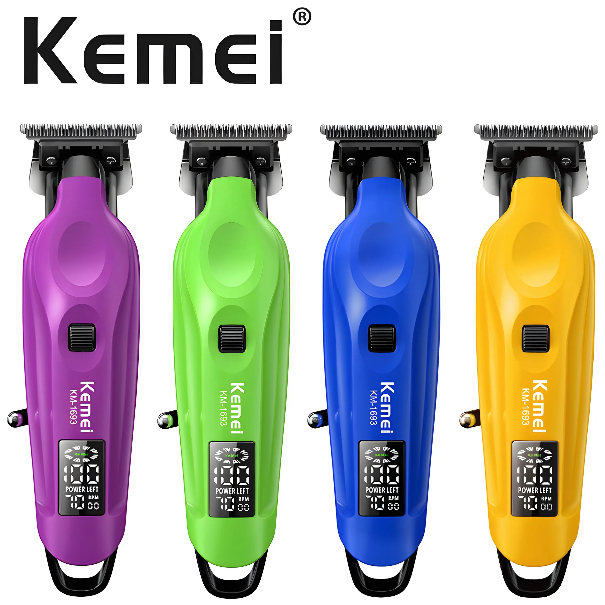 Kemei Km-1693 Hair Trimmer, Hair Cutting Machines, High-Speed 7000 Rpm, Adjustable Gears, 1200mah Long-Lasting, USB Charging, Men's Hair Cutting Tool