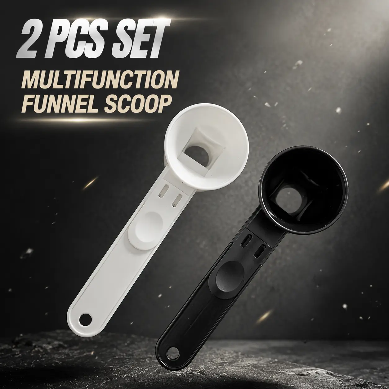 2-Piece Functional Sliding Spoon & Funnel Set - Buy 1 Get 1 Free Product, Coffee-Making Tool for Creatine Mixing, Kitchen & Gym Use, Father's Day Gift for Athletes