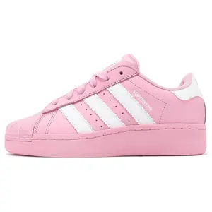 Adidas Originals Superstar XLG Leather Low-Top Sneakers for Women in White-Pink with Comfort and Shock Absorption Trending Shoes, House White Official Shoes to Get / Maison Mihara