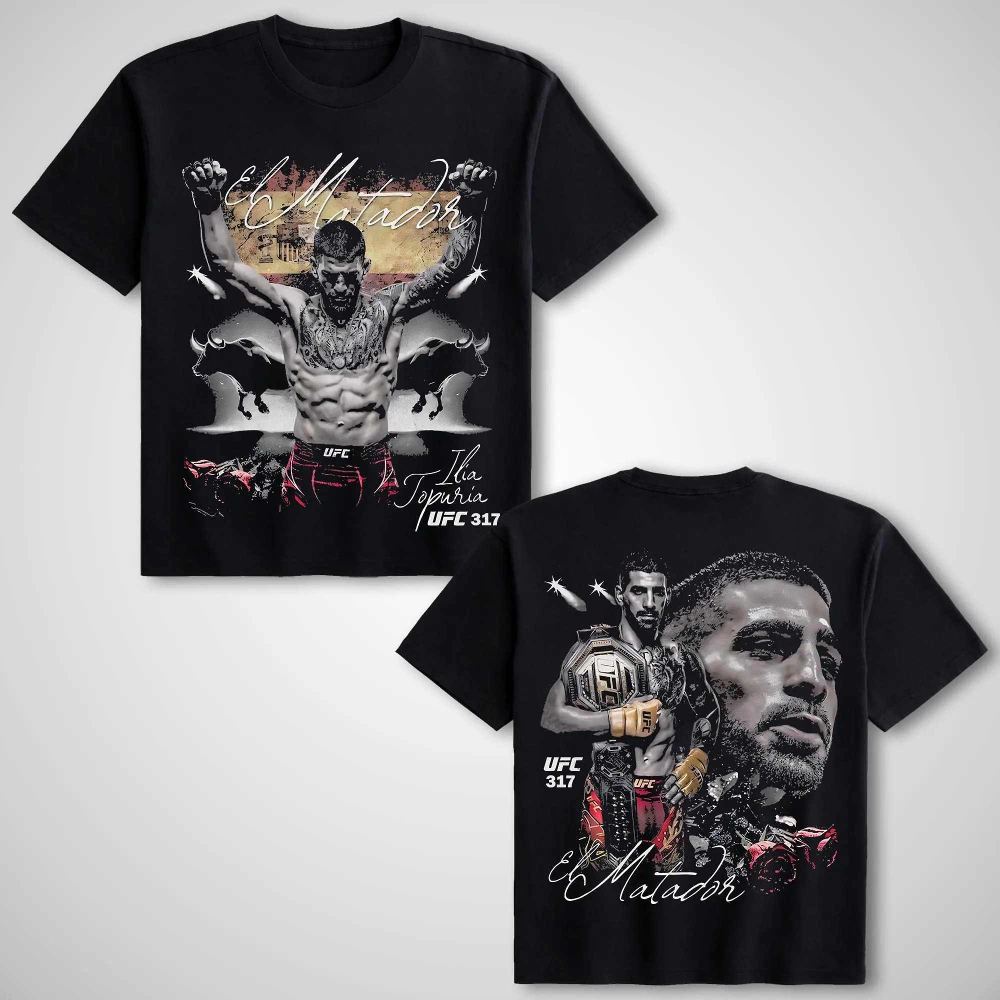 [ 🎉 Sale Up To 50%] UFC Ilia Topuria Champion Short-Sleeve Soft Cotton T-Shirt - MMA Boxing Apparel, Unisex Streetwear, Gift for Him or Her, Menswear Graphic Top