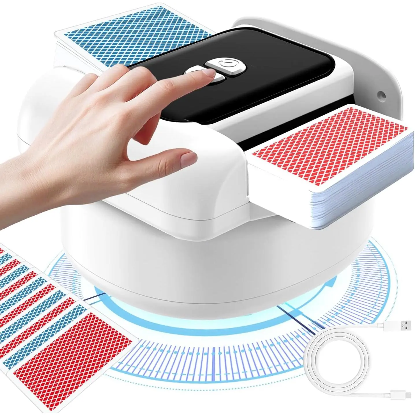 Automatic Card Shuffler (Dual Mode), Rechargeable & Travel-Friendly, Low Noise Card Shuffler 2 Deck, Applies to Multiple Cards, Suitable for Christmas Party