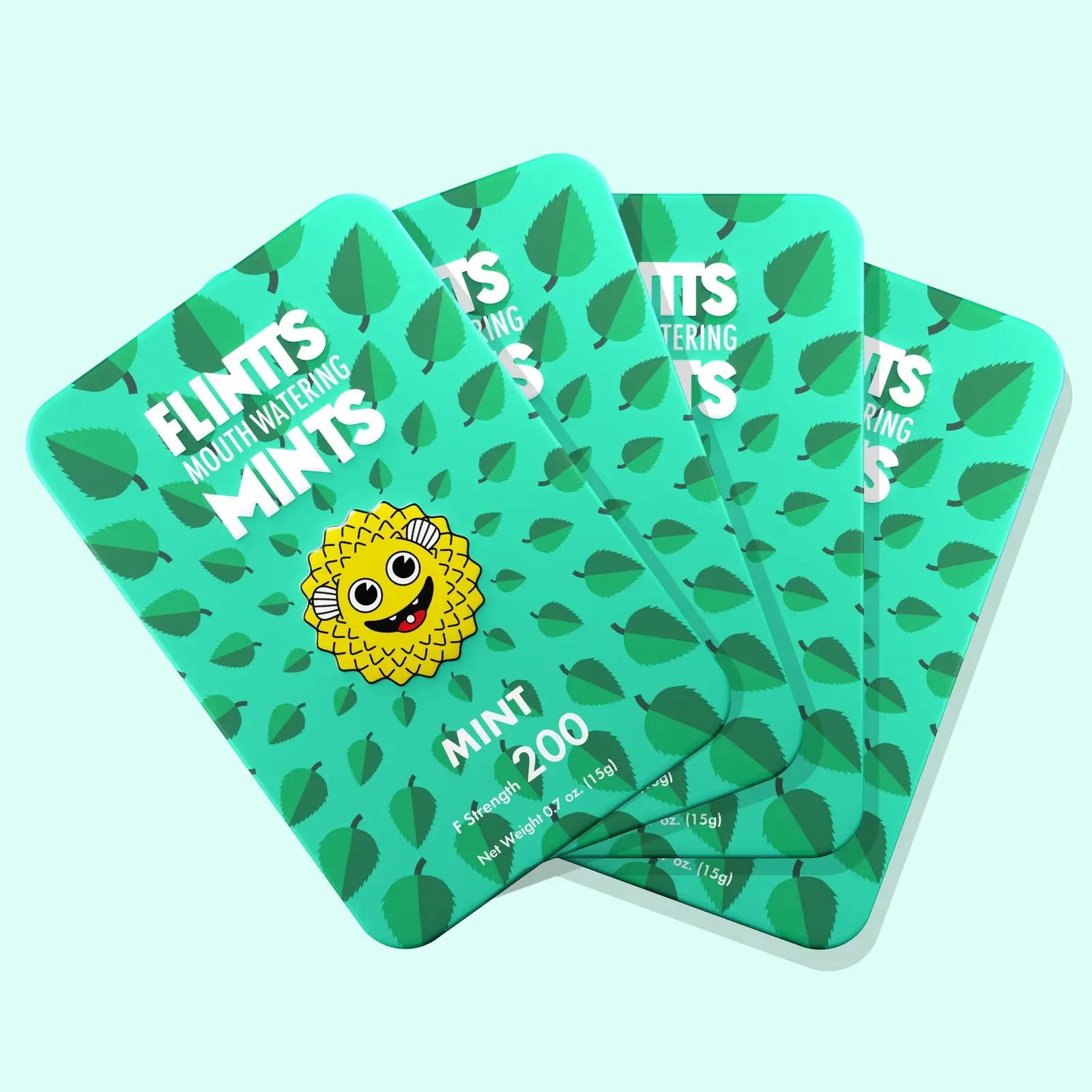 Flintts Mouth Watering Mints 4 Pack- Mint F 200 - Natural Flavors, Sugar-Free & Vegan, Dry Mouth Mints