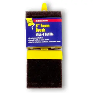 73-4 3" Foam Brush With 4 Refills - Premium Quality Paint Brush Set for All Paints, Urethanes, Varnishes, Stains, Effortless Application, Smooth Finish with Reusable Handles