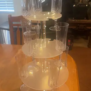 NiHome 3-Tier Clear Acrylic Champagne Tower with String Light, 12-Glass Cocktail Tree Stand Wine Rack for Weddings, Parties & Cocktails - Utensils