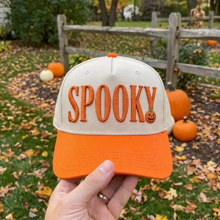 Spooky Halloween Trucker Hat, Embroidered Snapback Cap, Party Gift