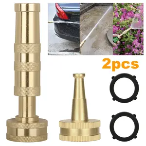 2 In 1 Garden Brass Nozzle for Garden Hose - Heavy Duty Hose Sprayer with High Pressure Jet and Wide Mist Modes,Rust-Resistant Water Hose Sweeper,for Yard Car Wash