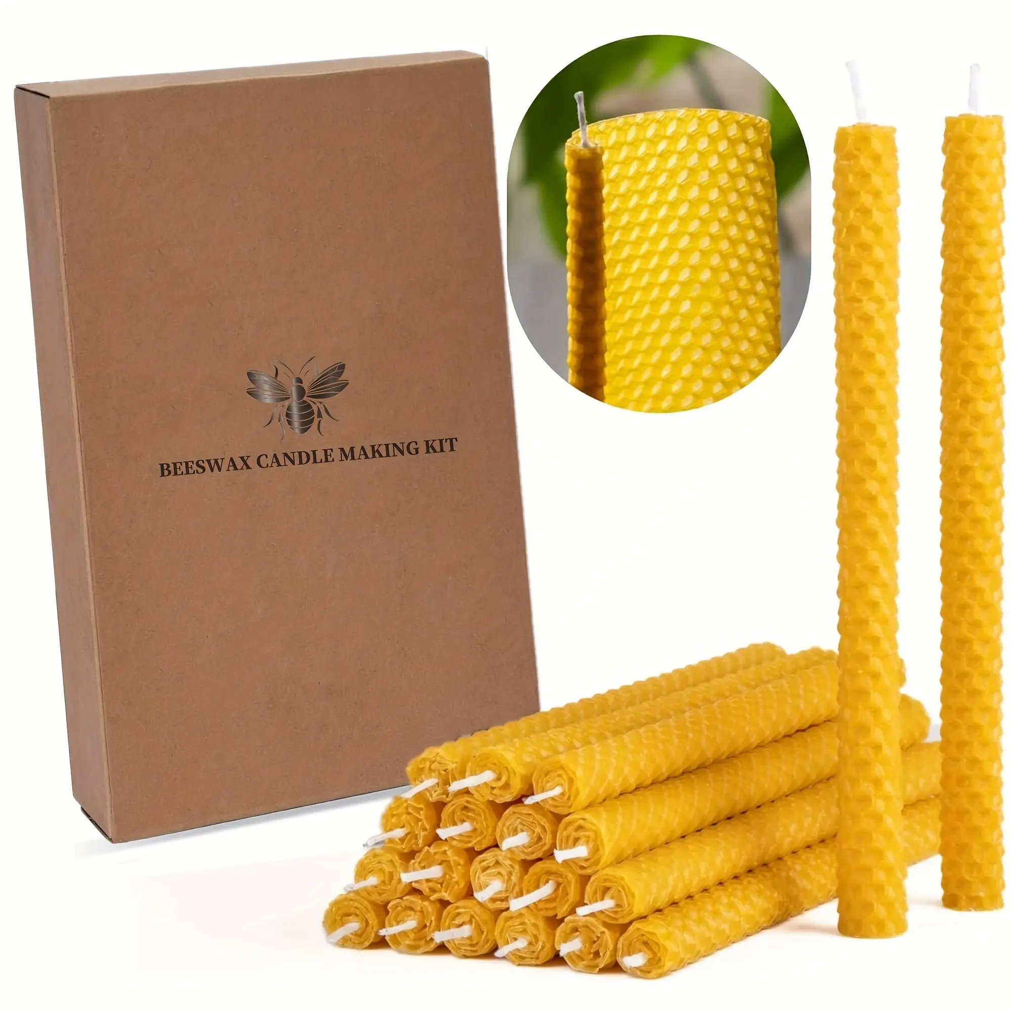 6/12/20 pack beeswax tapered candles, honeycomb structure with ultra-thin cotton wick, natural fragrance-free beeswax candles, clean burning, suitable for dinner decoration, Christmas, Halloween, Thanksgiving, and specialty gift sets decor