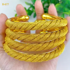 Luxury Dubai 24k Gold Plated Bangles For Women Arabic Bridal Charm Cuff Bracelet Nigerian Wedding Gift African Jewelry Party