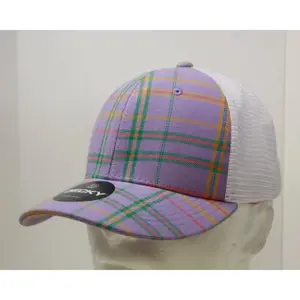 212 MAIN Cotton-Nylon Plaid Print 6-Panel Mid-Profile Structured Trucker Cap, Adjustable Snapback Trucker Hat, 6017-245 245-White, 1 Size Fits Most (Dog & Cat Use), Snapback Trucker Hats