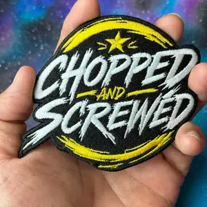 Premium Embroidered Iron-On Patch - Chopped And Screwed Design, 4.1in x 3.4in Size