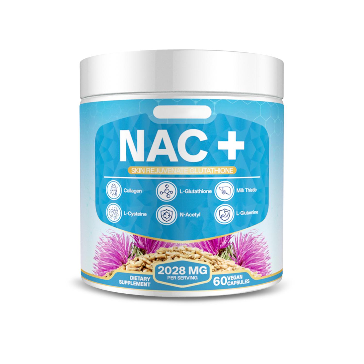 NAC + Glutathione Supplement – ​​Antioxidant & Liver Support, Supports Skin Health Dietary Supplement, 60 Capsules