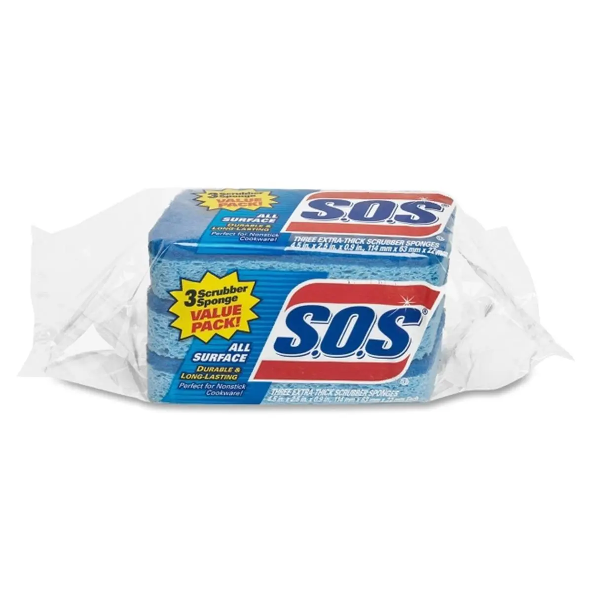 Clorox  S.O.S Surface Scrubber Sponge, Pack of 3 - Blue