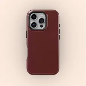Dark Burgundy Phone Case, Solid Color Tough Case, Minimal Protective Cover For iPhone 17 16 15 14 13 12 11 Pro Max