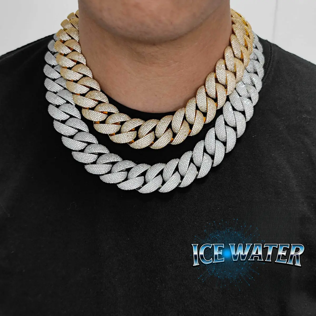 ICE WATER 24mm Cuban Chain Necklace – Hip Hop Statement Piece for Men, Long Cubic Zircon Highlight