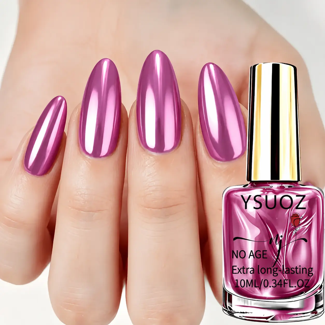 Rose Pink Nail Polish - No UV Lamp Required, 1-Coat Application, Natural Reflective Sheen, High-Shine Formula, Long-Lasting, Smooth Streak-Free Finish