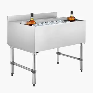 VEVOR Commercial Ice Bin, 134.7 Qt Max Capacity, 36 x 24 x 33 Inch Stainless Steel Ice Chest with Sliding Lid, 24H Long-Lasting Insulation, Cooler Cart Cocktail Unit for Bar Restaurant Pub, NSF