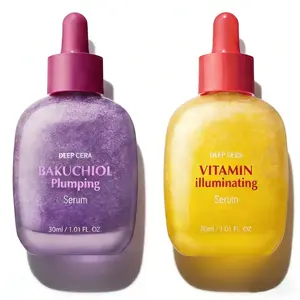 EQQUALBERRY Vitamin Illuminating Serum & Bakuchiol Plumping Serum – Brightening Vitamin C & Niacinamide for Smooth Even Skin, 1.01oz / 30ml - Evening