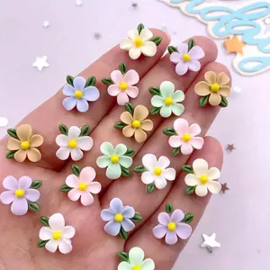 30pcs Mixed Resin Colorful Mini 3D Leaf Flower Flat back Rhinestone Art Scrapbook DIY Wedding Applique Decor Jewelry Handmade Crafts Accessories Crafting Kit