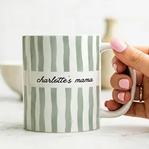 New Mom Mug: Custom Name Stripe Coffee Cup, First Time Mom Gift, New Parent Gift, Mother's Gift, Future Mom Gift, New Baby Gift for Mom