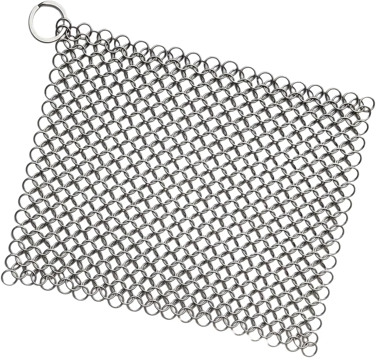 8"x6" Cast Iron Scrubber Stainless Steel Chainmail Cleaner for Pre-Seasoned Pans, Griddles, BBQ Grill and Pot Cookware Cleaning