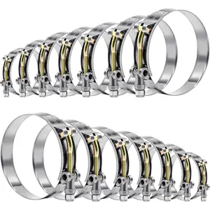 14 count 7 Sizes T-Bolt Hose Clamps, 304 Stainless Steel Turbo  Intercooler Clamp,Working Range 32-91mm for " Hose ID, Radiator Hose Clamps Assortment Set