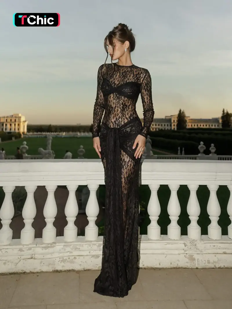 chinese dress ladies Sultry Sweet Lace Bodycon Midi Dress