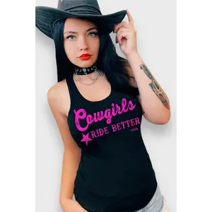 Cowgirls Ride Better Country Western Graphic Tank Top
