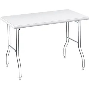Heavy Duty Folding Stainless Steel Table - 48x24in - 620 LB Capacity - Portable, No Assembly Needed - With Undershelf - Prep/Work Table for Kitchen, Laundry, Restaurant, Camping, Garage