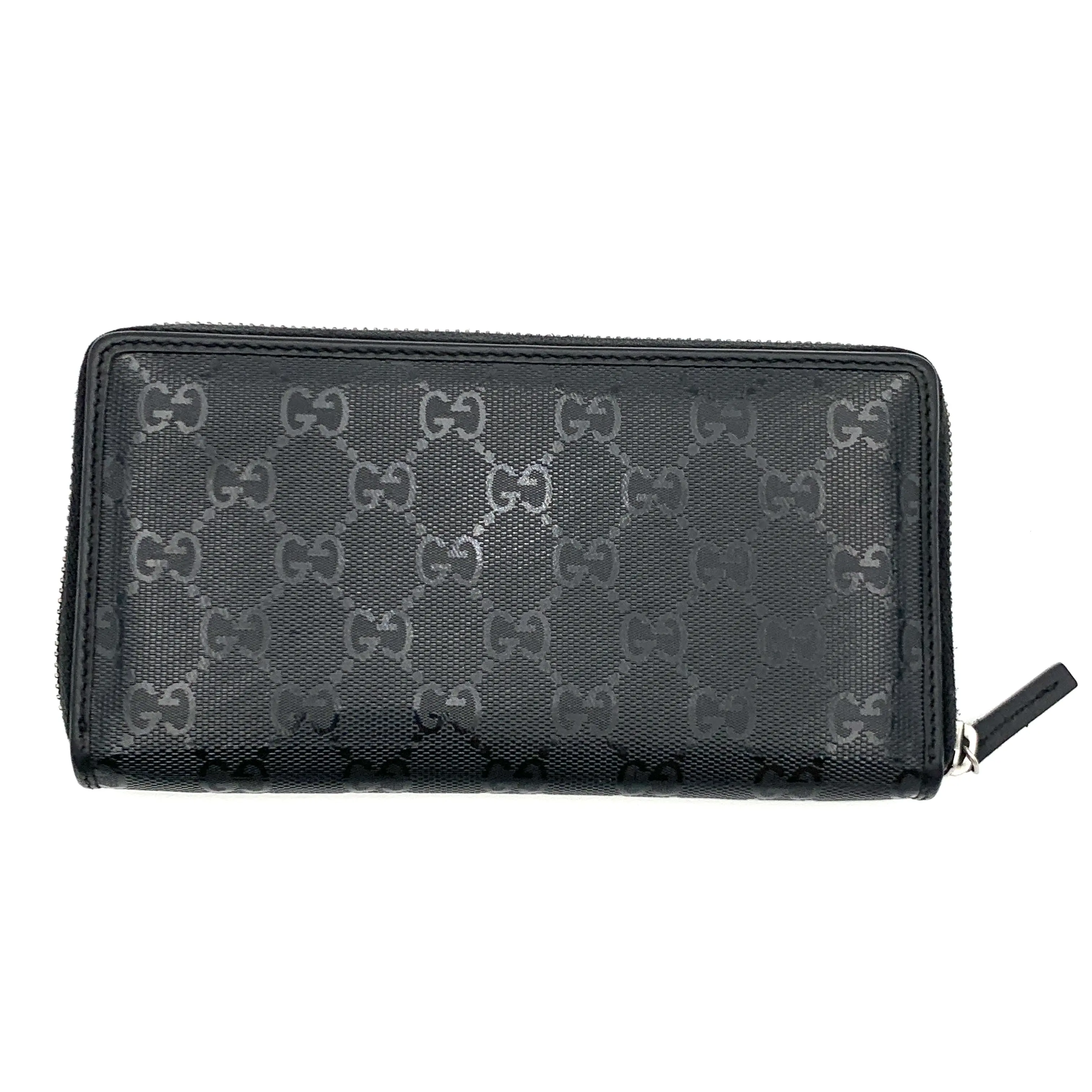 Pre-owned GUCCI Canvas Coated Wallet Essence Classic zip around Black W/N/A #4883