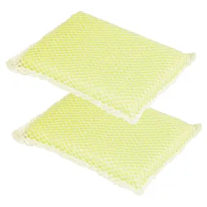 Nylon Net and Polyester Sponge Cleaning Pad - Stainless, 5x3.5 in, Scratch Resistant, Kitchen Use, Yellow, 2-Pack