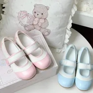 Small cute round toe flat sole single shoe with color matching breathable low heel simple comfortable women's shoes