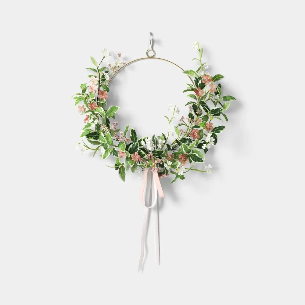 Spring Floral Asymmetrical Wreath - Threshold Spring Floral Asymmetrical Wreath - Threshold