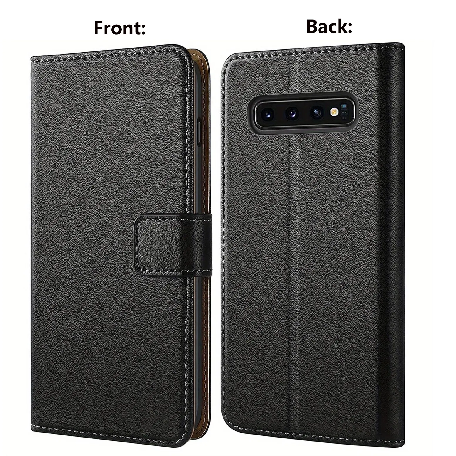 Mobile Phone Case For Samsung Galaxy S10 / S10+ / S10 Plus, With Kickstand PU Leather Card Slot Black Wallet Flip Protective Phone Case Cover Casing Smartphone Protection Protective Shell Cellphone Shell