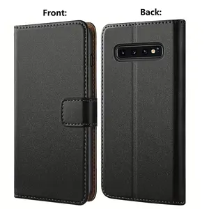 Mobile Phone Case For Samsung Galaxy S10 / S10+ / S10 Plus, With Kickstand PU Leather Card Slot Black Wallet Flip Protective Phone Case Cover Casing