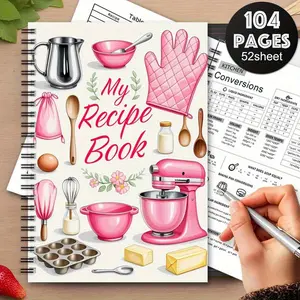 1Pcs Fun Recipe Notebook Diary with Kitchen Utensil Design, Blank Cookbook for Home Chefs, Cute Cooking Scrapbook, Baking Journal Gift