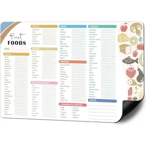 Baby First Foods Tracker Magnet For Fridge, Weaning Supplies With Led, 12"x8" Dry Erase Daily Food Log, 101 Foods Checklist Before One, Baby Feeding Essentials
