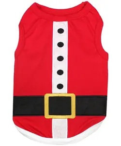 Parisian Pet 'Santa'Dog Shirt - Christmas Pet Apparel for Holiday Cheer, Red Costumes Outfits