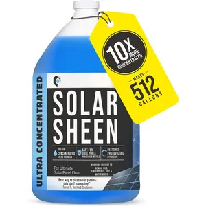 Solar Panel Cleaner 1 Gallon (Makes 512 G) - Super Concentrated Cleaning Solution for Glass, Metal,  & Plastic - Remove Oil, Fingerprint & Water Spots - Multipurpose Solar Panel Cleaning