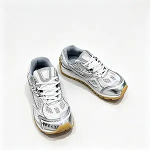 Silver Chrome Multi-Sport Performance Shoes | Breathable Mesh Sneakers for Runners, Basketball Players & Students