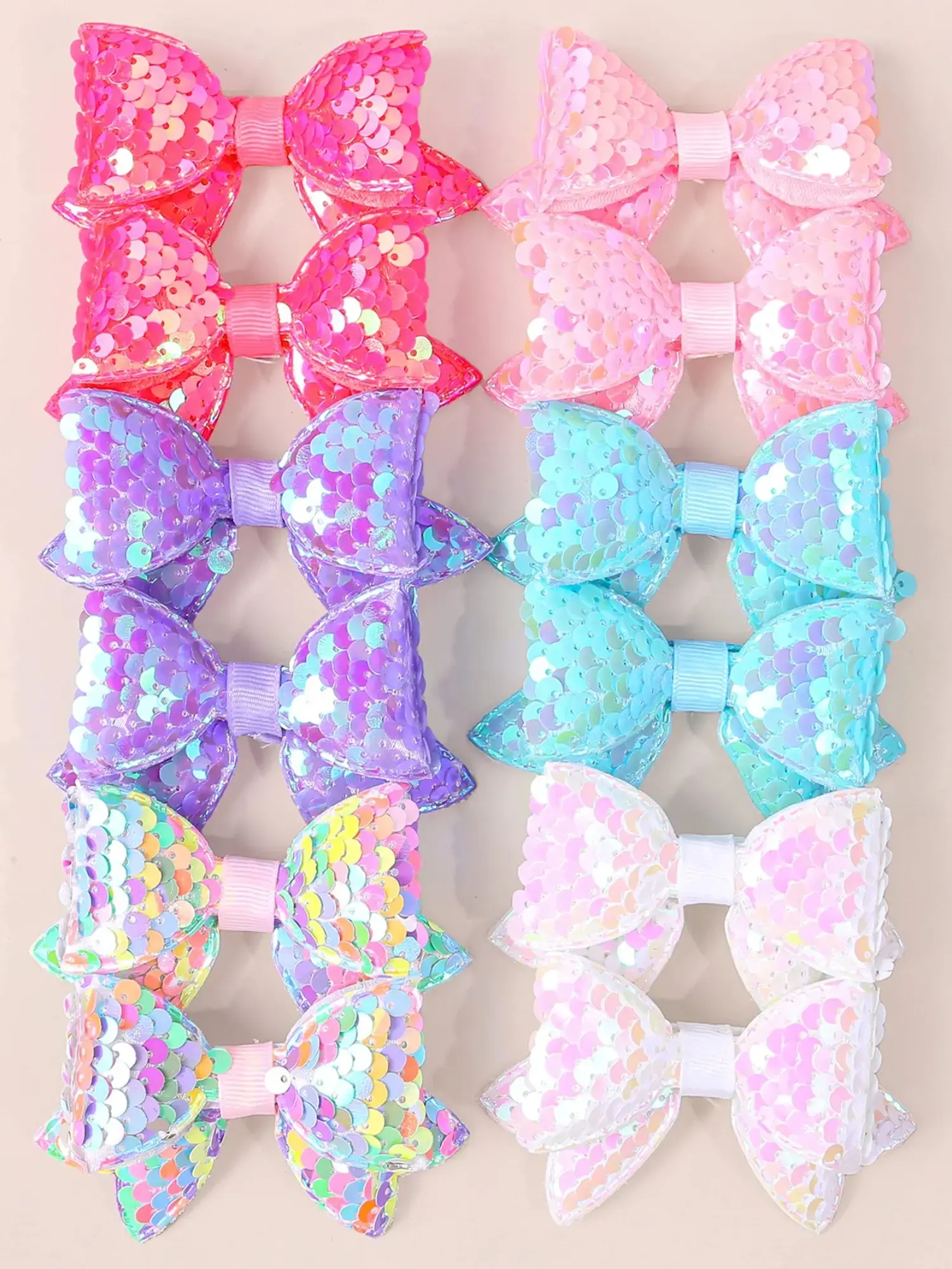12 Piece Sequined Bow Hair Clips with Glittery Finish, Pretty Bow, Elegant Girls Bangs Clamps, Barrettes Hair Clips, Decorative Hair Clips, Hair Decor, Bows for Hair, Perfect for Parties Daily Casual Wear, Stylish Fashion Accessory Gift