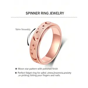 Fidget Ring Anxiety Ring For Women Men Titanium Stainless Steel Spinner Ring  Fidget Toys Adults Rose Gold  Color Size 6-10