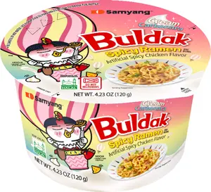 Samyang Buldak Cream Carbonara Spicy Chicken Ramen 4.23oz HALAL Certified Cream Cheese Powder Korean Product Authentic Flavor