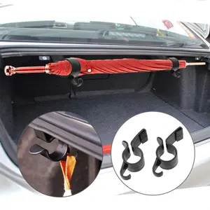 2 Pcs Black Car Umbrella Holder, Trunk Hooks Hanger Holder Clip, Universal Headrest Organizer Clip Portable Umbrella Trunk Bags Holder