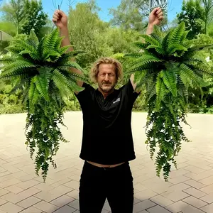 Large Boston Fern Plants & Hanging Boston Plant Set of 2, Outdoor Garden Yard Patio Decor, No Maintenance Required, Perfect for Spring, Mother’s Day, Easter, Anniversaries, Weddings, Porch, Window Sill, Balcony & Home Festival Decoration