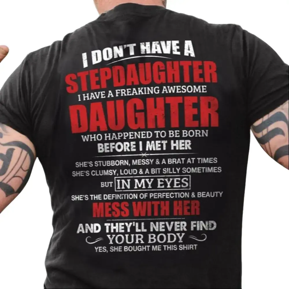 NO.BRAND Men's Natural  Short Sleeve Casual T-Shirt - "Bonus Dad Star" Funny Father’s Day Stepdad Appreciation Gift, Streetwear Graphic Tee for Sports Use