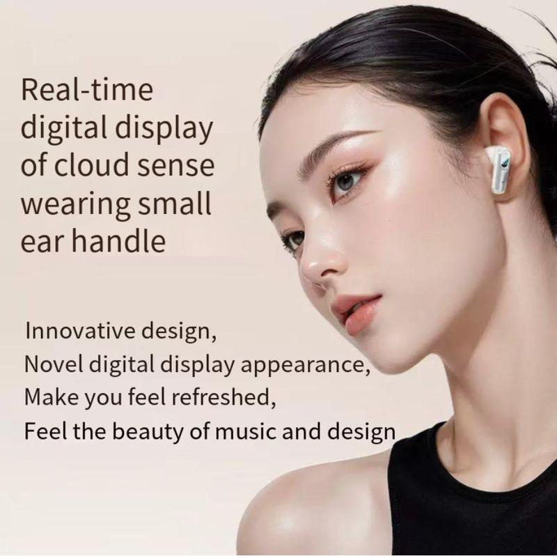 Namyvera Wireless Headphones In-ear Design Noise Cancelling True Wireless Earbuds with Digital Display Bluetooth 5.4 Gaming Headset for Running Exercising Lightweight Fitness Earphones